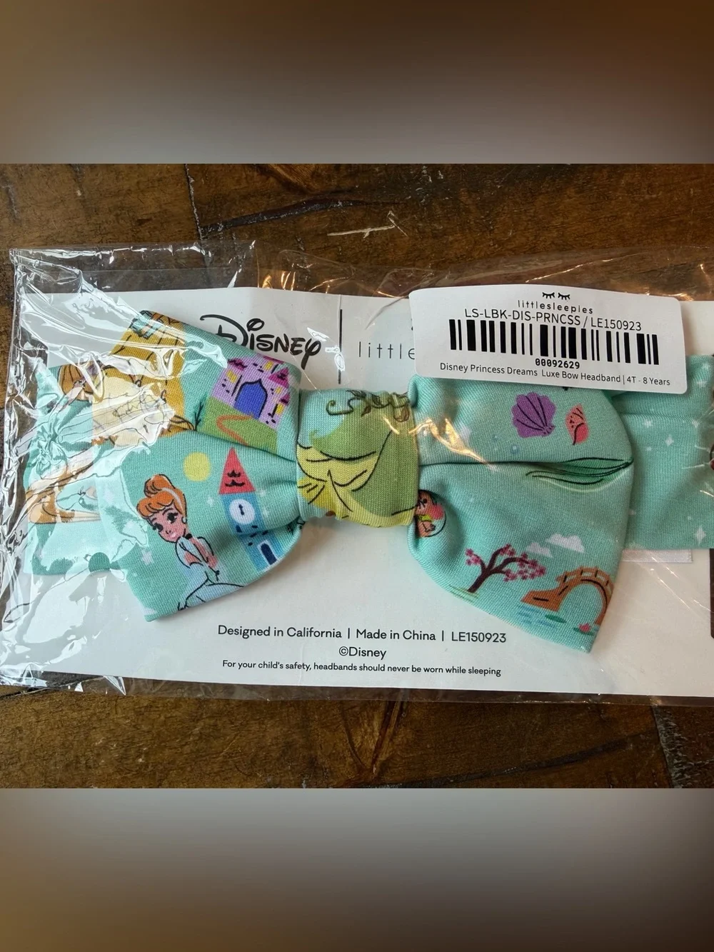 NWT Little Sleepies Luxe Headband, 4T-8 years - Disney Princess Dreams Print